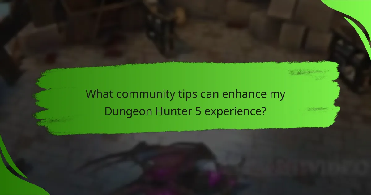 What community tips can enhance my Dungeon Hunter 5 experience?